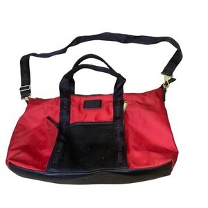 Steve Madden bag overnight carry on travel nylon red & black shoulder strap